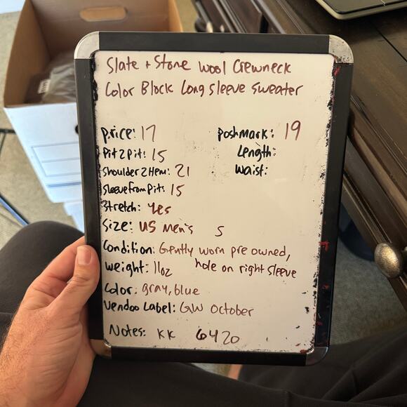 Slate Stone Wool Crewneck Color Block Long Sleeve Sweater US Men's S - Picture 7 of 7